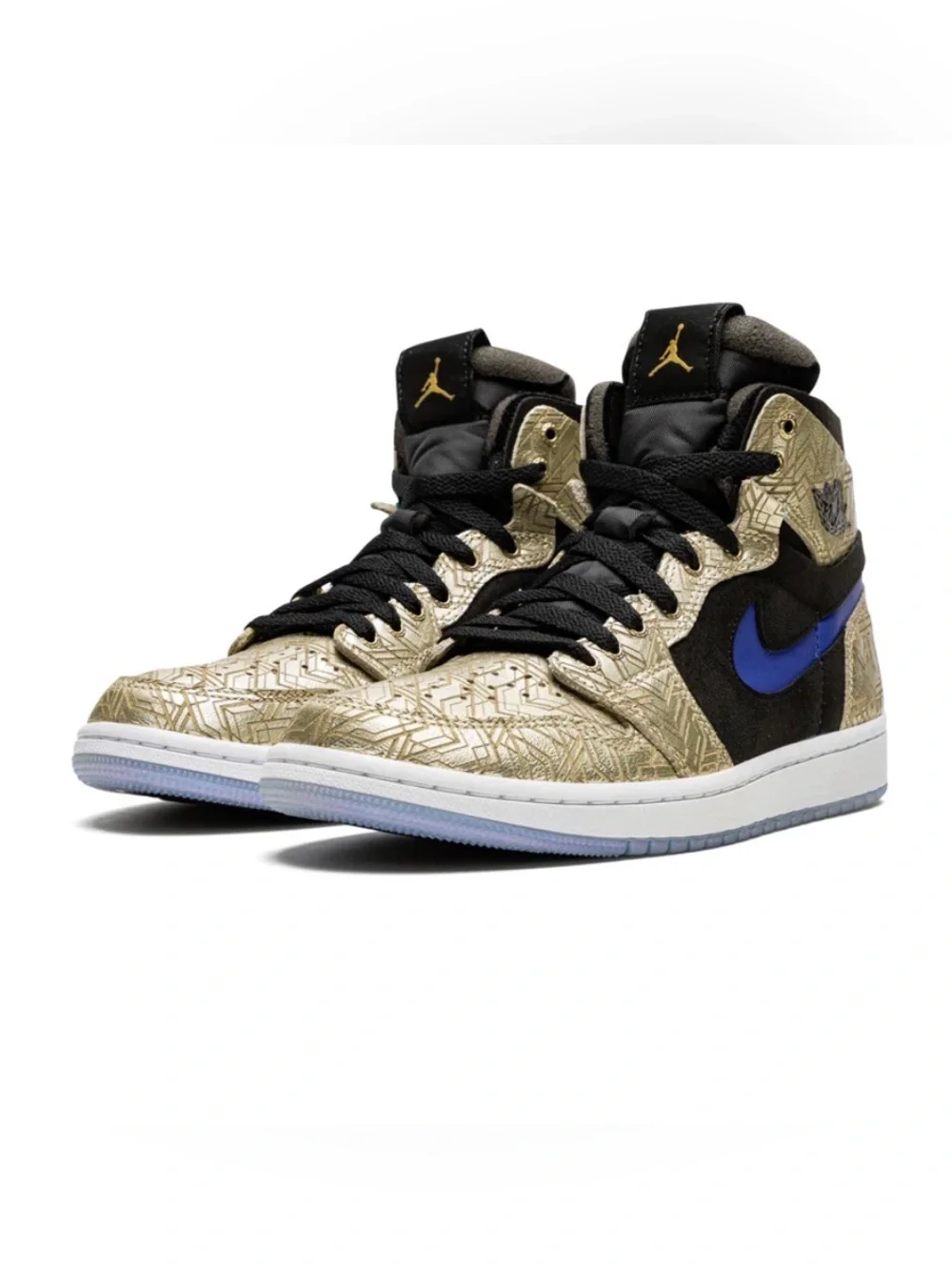 Air Jordan 1 Zoom CMFT Gold Laser Black Royal Blue Sneakers – Men’s Size 5.5